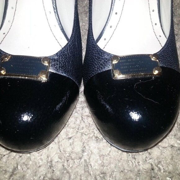 MARC BY MARC JACOBS-Logo Plaque Pump Heels-Black Leather-37.5M-6.5-Excellent - Picture 4 of 7